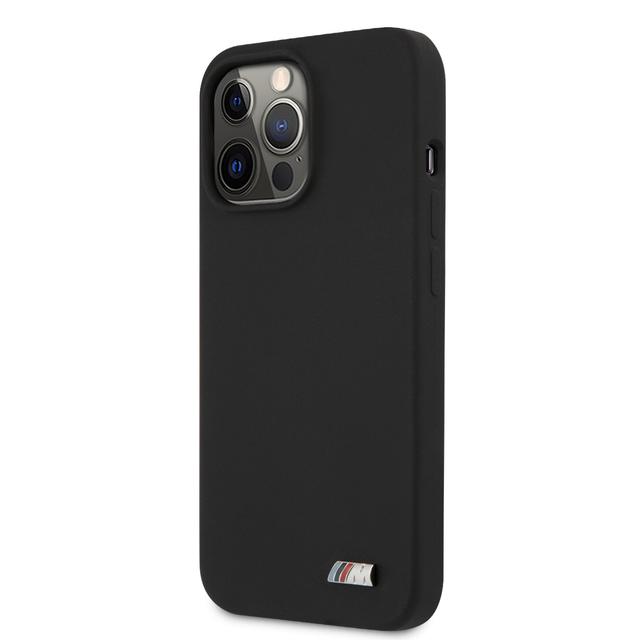 BMW Liquid Silicone Hard Metal Logo For iPhone 13 Pro (6.1") - Black [ BMHCP13LMSILBK ] - SW1hZ2U6MTM2NDg4Nw==