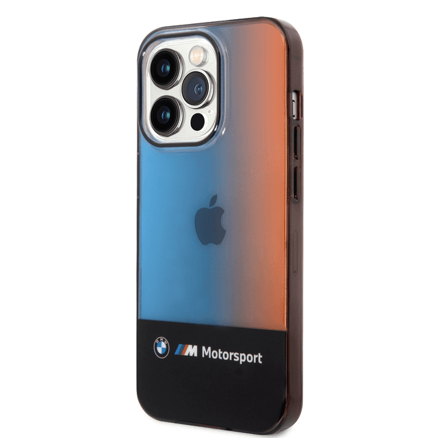 BMW Motorsport Collection PC/TPU IML Case With Printed Middle Tricolor Fading Stripe For iPhone 14 Pro - Black [ BMHCP14L22HMGK ] - SW1hZ2U6MTM2NTY3Mw==