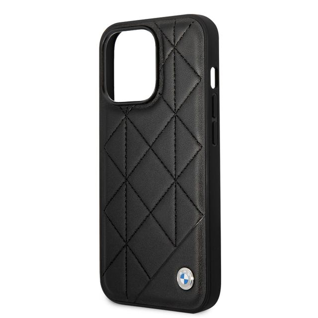 BMW Signature Collection Genuine Leather Case With Quilted Pattern For iPhone 14 Pro - Black [ BMHCP14L22RQDK ] - SW1hZ2U6MTM2NTc2Nw==