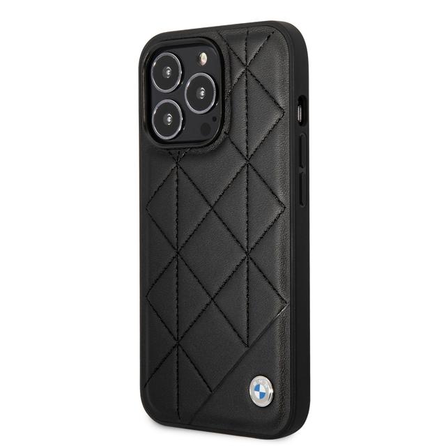 BMW Signature Collection Genuine Leather Case With Quilted Pattern For iPhone 14 Pro - Black [ BMHCP14L22RQDK ] - SW1hZ2U6MTM2NTc2OQ==