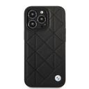 BMW Signature Collection Genuine Leather Case With Quilted Pattern For iPhone 14 Pro - Black [ BMHCP14L22RQDK ] - SW1hZ2U6MTM2NTc3MQ==