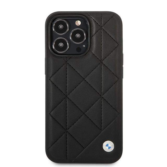 BMW Signature Collection Genuine Leather Case With Quilted Pattern For iPhone 14 Pro - Black [ BMHCP14L22RQDK ] - SW1hZ2U6MTM2NTc3MQ==