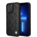 BMW Signature Collection Genuine Leather Case With Quilted Pattern For iPhone 14 Pro - Black [ BMHCP14L22RQDK ] - SW1hZ2U6MTM2NTc3NQ==