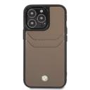 BMW Signature Collection Genuine Leather Case With Cardslot Embossed Pattern For iPhone 14 Pro - Taupe [ BMHCP14L22RSEPT ] - SW1hZ2U6MTM2NTc0NQ==