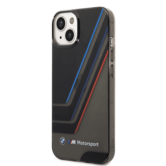 BMW Motorsport Collection PC/TPU IML Printed Tricolor Stripes, Translucent Zones & Printed Logo For iPhone 14 Plus - Black [ BMHCP14M22HDTK ] - SW1hZ2U6MTM2NjY0NQ==