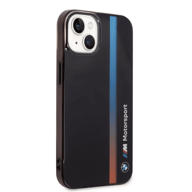 BMW Motorsport Collection PC/TPU IML Case With Printed Tricolor Fading Stripe For iPhone 14 Plus - Black [ BMHCP14M22HVGV ] - SW1hZ2U6MTM2NjY2MA==