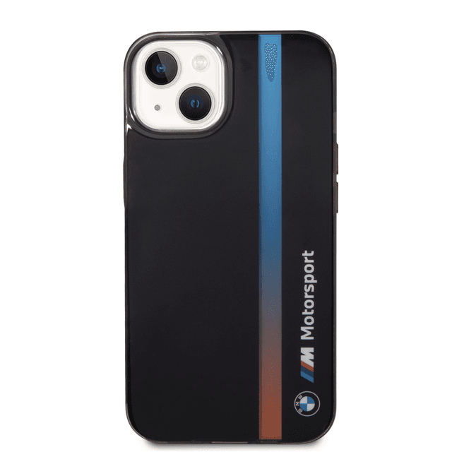 BMW Motorsport Collection PC/TPU IML Case With Printed Tricolor Fading Stripe For iPhone 14 Plus - Black [ BMHCP14M22HVGV ] - SW1hZ2U6MTM2NjY2OA==