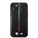 BMW M Collection Quilted PU Case With Hot Stamped Tricolor Stripe And Printed Logo For iPhone 14 Plus - Black [ BMHCP14M22PVTK ] - SW1hZ2U6MTM2NjU2OQ==