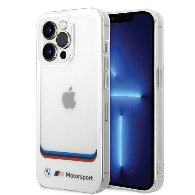 BMW Motorsport Collection PC/TPU IML Case Big Square Transparent Area And Printed Bottom Logo For iPhone 14 Pro Max - White [ BMHCP14X22HMCH ] - SW1hZ2U6MTM2NjIyNg==