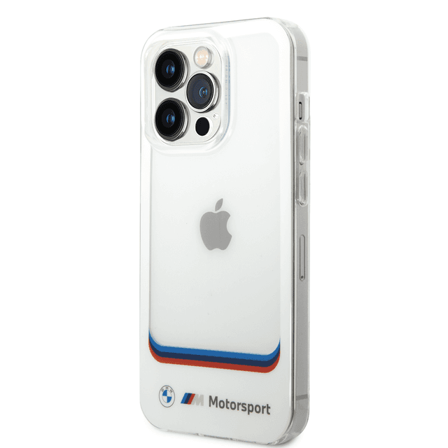 BMW Motorsport Collection PC/TPU IML Case Big Square Transparent Area And Printed Bottom Logo For iPhone 14 Pro Max - White [ BMHCP14X22HMCH ] - SW1hZ2U6MTM2NjIzMA==