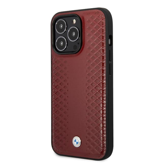 كفر جوال ايفون 14 برو ماكس جلد عنابي بي ام دبليو BMW Signature Collection Genuine Leather Case iPhone 14 Pro Max - 274753