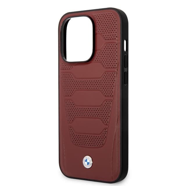 BMW Signature Collection Genuine Leather Case With Perforated Seats Design For iPhone 14 Pro Max - Burgundy [ BMHCP14X22RPSR ] - SW1hZ2U6MTM2NjAwOA==