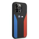 BMW M Collection Liquid Silicone Case With Tricolor Print & Logo For iPhone 14 Pro Max - Black [ BMHCP14X22SCSK ] - SW1hZ2U6MTM2NjA1Mw==