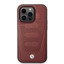 BMW Magsafe Signature Collection Genuine Leather Case With Perforated Seats Design For iPhone 14 Pro - Burgundy [ BMHMP14L22RPSR ] - SW1hZ2U6MTM2NTQzMQ==