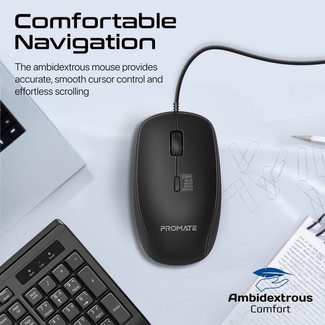 ماوس وكيبورد عربي انجليزي 2400 دي بي اي ErgoComfort Wired Keyboard with Media Keys and 2400 DPI Mouse