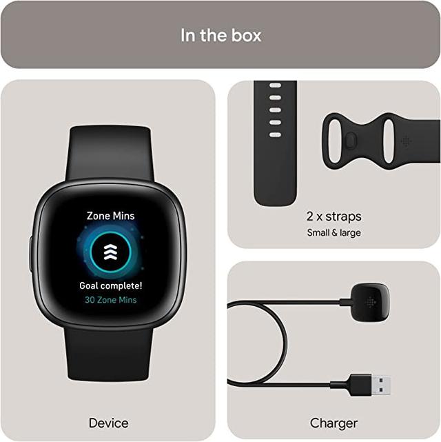 ساعة رياضية ذكية فيت بيت 4 أسود Fitbit Versa 4 Fitness Wristband with Heart Rate Tracker