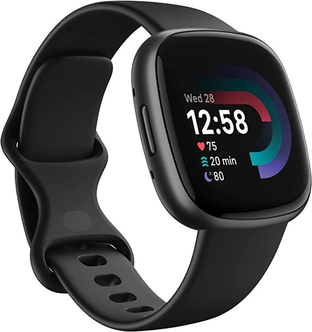 ساعة رياضية ذكية فيت بيت 4 أسود Fitbit Versa 4 Fitness Wristband with Heart Rate Tracker - SW1hZ2U6MTM3MDEwNA==