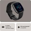 ساعة رياضية ذكية فيت بيت 4 أسود Fitbit Versa 4 Fitness Wristband with Heart Rate Tracker - SW1hZ2U6MTM3MDEwOA==