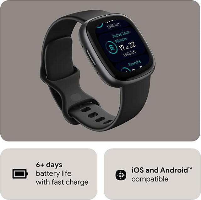 Fitbit Versa 4 Fitness Wristband with Heart Rate Tracker - Black/Graphite [ FB523BKBK ] - SW1hZ2U6MTM3MDEwOA==