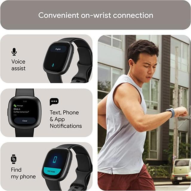 ساعة رياضية ذكية فيت بيت 4 أسود Fitbit Versa 4 Fitness Wristband with Heart Rate Tracker