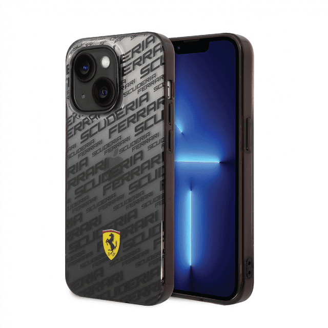 كفر ايفون 14 بلس سيلكون و بولي كربون فيراري سكوديرا أسود Ferrari Gradient PC/TPU Case With Allover Scuderia