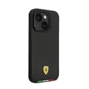 كفر ايفون 14 بلس صلب بولي يوثرين فيراري علم إيطاليا أسود Ferrari Hard Case PU Carbon Effect & Italian Flag Line