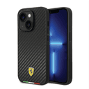 كفر ايفون 14 بلس صلب بولي يوثرين فيراري علم إيطاليا أسود Ferrari Hard Case PU Carbon Effect & Italian Flag Line