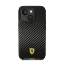 كفر ايفون 14 بلس صلب بولي يوثرين فيراري علم إيطاليا أسود Ferrari Hard Case PU Carbon Effect & Italian Flag Line