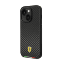 كفر ايفون 14 بلس صلب بولي يوثرين فيراري علم إيطاليا أسود Ferrari Hard Case PU Carbon Effect & Italian Flag Line