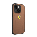كفر ايفون 14 جلد فيراري بني Ferrari Leather Case With Hot Stamped Sides