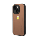 كفر ايفون 14 جلد فيراري بني Ferrari Leather Case With Hot Stamped Sides