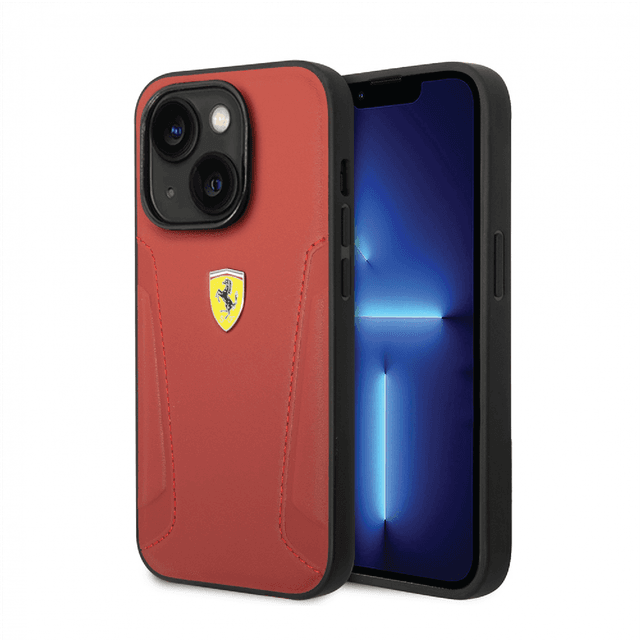 كفر ايفون 14 جلد فيراري أحمر Ferrari Leather Case With Hot Stamped Sides