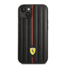 Ferrari Leather Case With Embossed Stripes & Yellow Shield Logo For iPhone 14 - Black [ FEHCP14SRMIK ] - SW1hZ2U6MTM2NzY2NA==