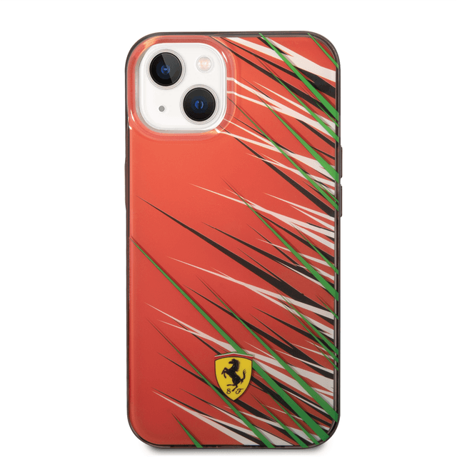 كفر ايفون 14 بولي كربون وسيلكون طباعة مزدوجة فيراري أحمر Ferrari PC/TPU Case With Double Layer Grass Print