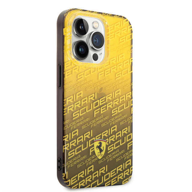 كفر ايفون 14 برو ماكس يلكون و بولي كربون فيراري سكوديرا أصفر Ferrari Gradient PC/TPU Case With Allover Scuderia