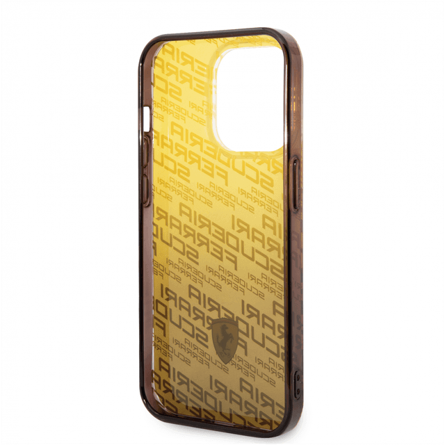 كفر ايفون 14 برو ماكس يلكون و بولي كربون فيراري سكوديرا أصفر Ferrari Gradient PC/TPU Case With Allover Scuderia