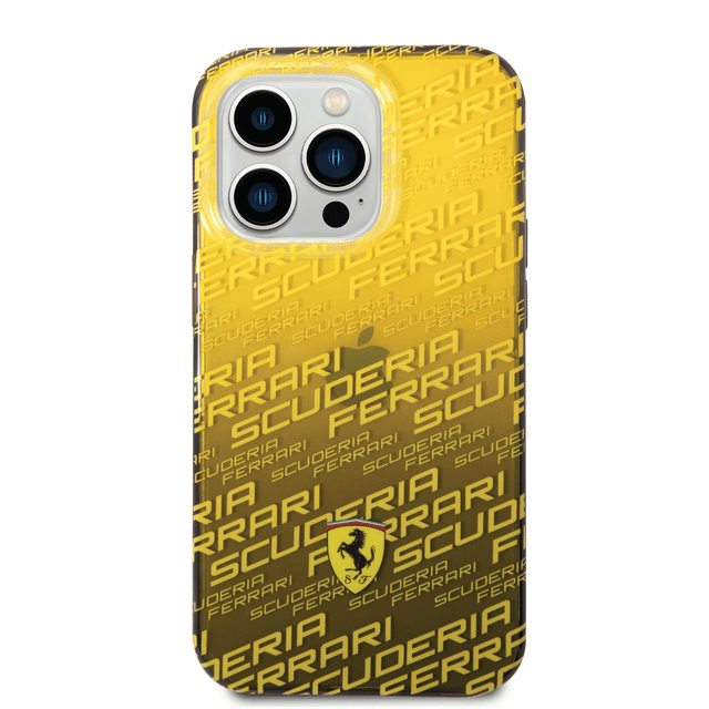 كفر ايفون 14 برو ماكس يلكون و بولي كربون فيراري سكوديرا أصفر Ferrari Gradient PC/TPU Case With Allover Scuderia
