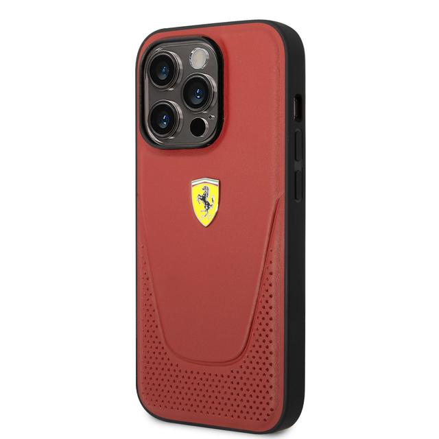 Ferrari Leather Vici Perforated Hard Case for iPhone 14 Pro Max - Red [ FEHCP14XRVIR ] - SW1hZ2U6MTM2OTM1NA==