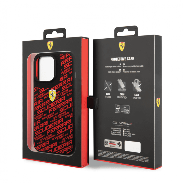 كفر ايفون 14 برو ماكس سيلكون فيراري سكوديرا أسود Ferrari Liquid Silicone Case All Over Printed Scuderia - SW1hZ2U6MTM2OTAyNQ==