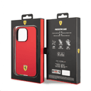 Ferrari HC PU Case With Italian Flag Line For iPhone 14 Pro Max - Red [ FEHCP14XTARE ]