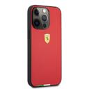 Ferrari Hard Case PU Smooth & Italian Flag Line Metal Logo For iPhone 13 Pro Max (6.7") - Red [ FESTABHCP13XRE ] - SW1hZ2U6MTM2NzQ3Nw==