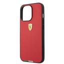 Ferrari Hard Case PU Smooth & Italian Flag Line Metal Logo For iPhone 13 Pro Max (6.7") - Red [ FESTABHCP13XRE ] - SW1hZ2U6MTM2NzQ4MQ==