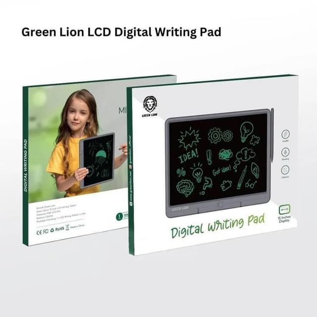 لوح كتابة للأطفال جرين 15 بوصة مع قلم Green Lion LCD Digital Writing Pad