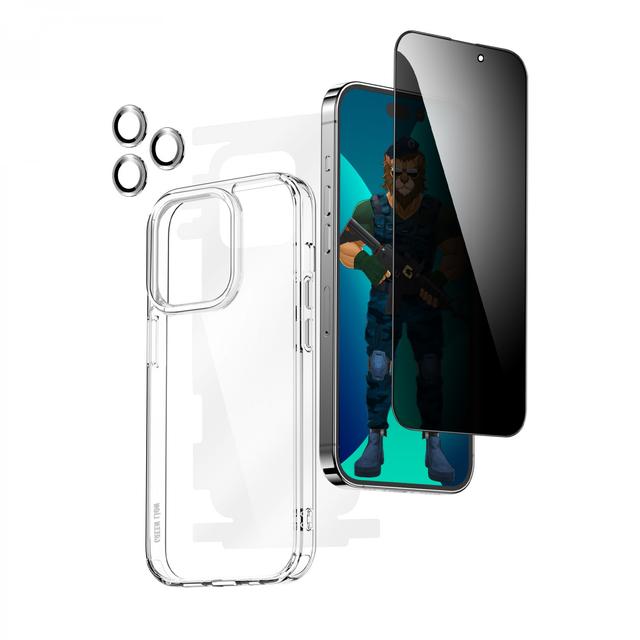 بكج حماية ايفون 14 برو ماكس أسود جرين Green 4 in 1 360° Privacy Protection Pack for iPhone 14 Pro Max Black