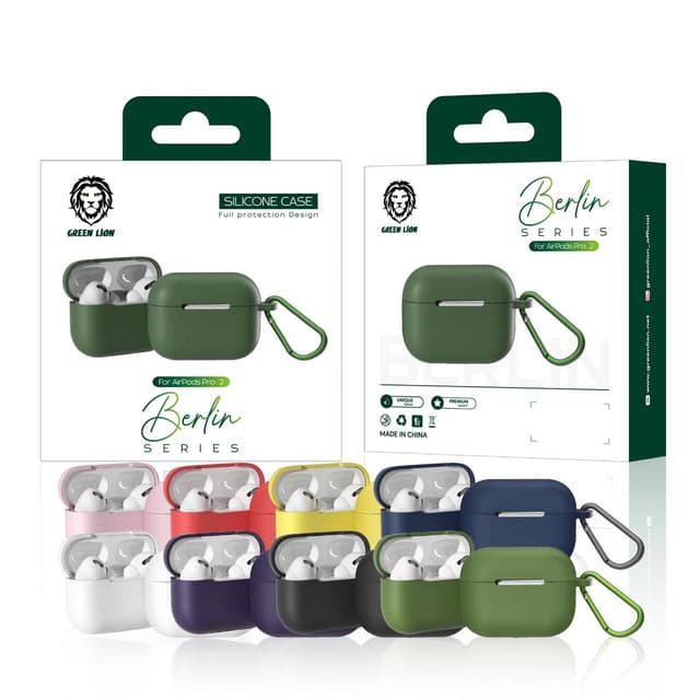 كفر بيت السماعة ايربود 2 برو سيليكون أسود غرين Green Lion Berlin Series Silicone Case for Airpods Pro 2 Black - 276246