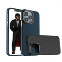 كفر ايفون 13 برو ماكس كربون أسود جرين Green Carbon Pro Case with Metal Camera Ring for iPhone 13 Pro Max Black