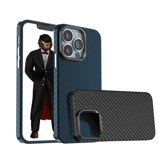 كفر ايفون 13 برو ماكس كربون أسود جرين Green Carbon Pro Case with Metal Camera Ring for iPhone 13 Pro Max Black