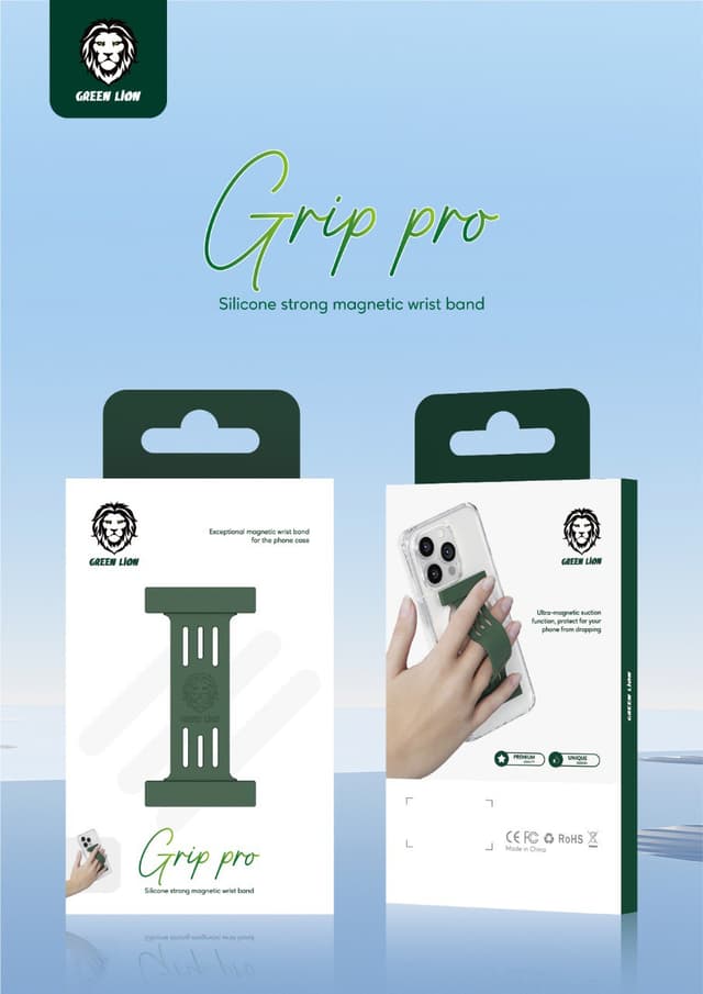 مسكة جوال مغناطيس سيليكون أبيض جرين ليون Green Lion White Silicone Strong Magnetic Wrist Band