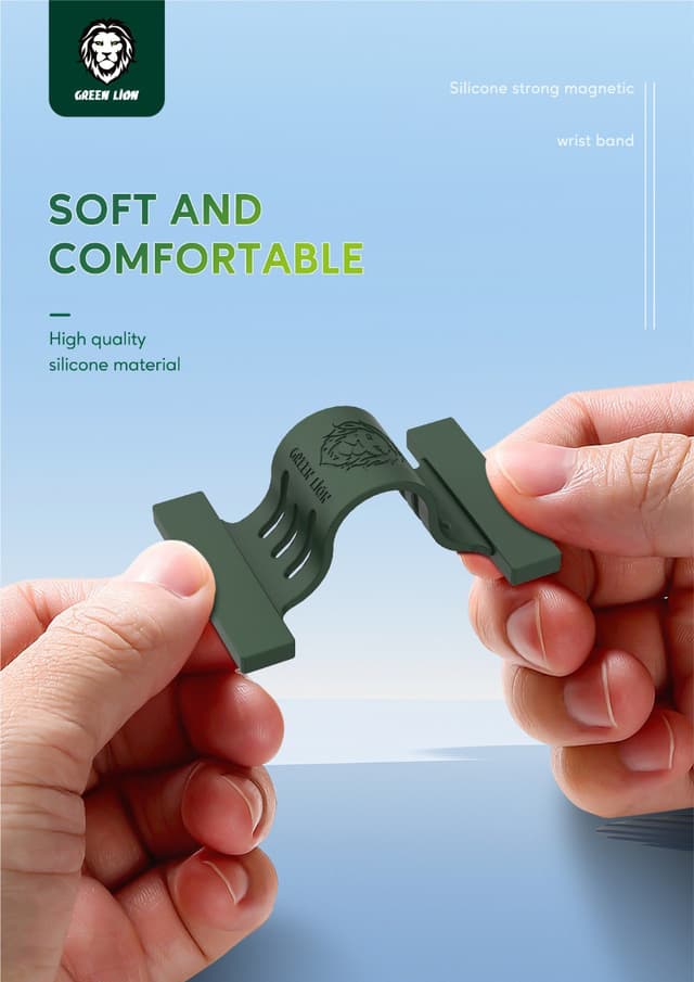 مسكة جوال مغناطيس سيليكون أبيض جرين ليون Green Lion White Silicone Strong Magnetic Wrist Band