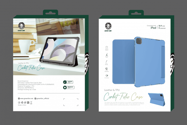 جراب ايباد 10 جلد أزرق جرين ليون Green Lion Corbet Leather Folio Case for iPad 12.9" 2021 Ice Blue - SW1hZ2U6MTM3MTMwNw==